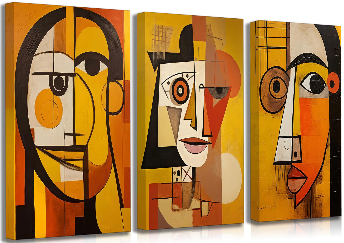 LAJDXSX 3 Pcs Abstract Portrait Canvas Wall Art Orange 12x16in Set