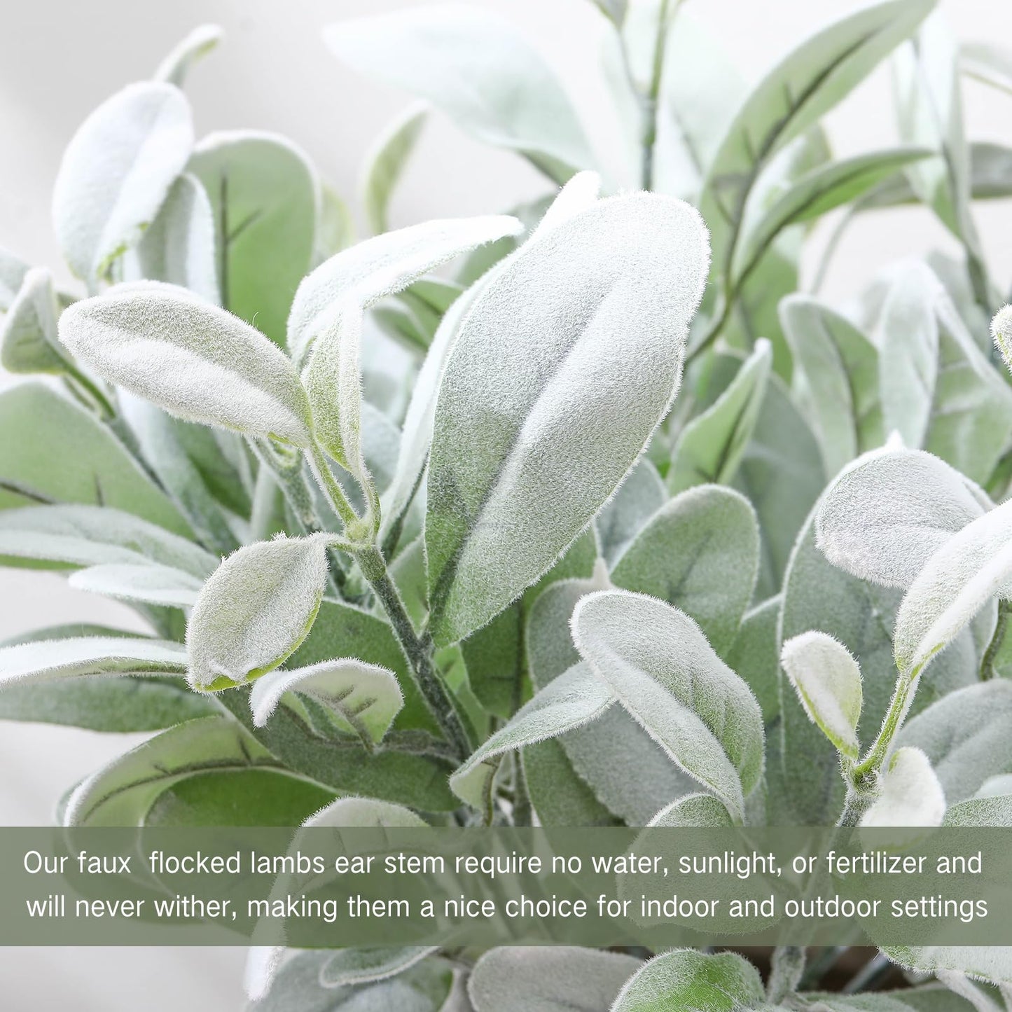 Giegxin 30 Pcs Artificial Flocked Lambs Ear Leaves 14.5" Gray Green