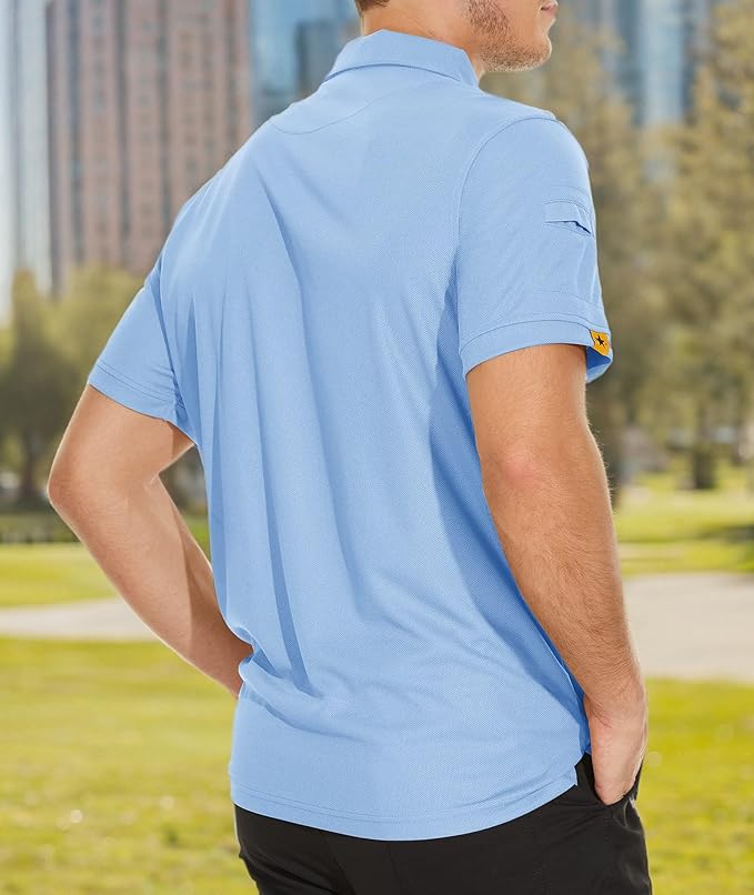 V VALANCH Mens Polo Shirts Short Sleeve Moisture Wicking Golf Polo Athletic Collared Shirt Tennis T-Shirt Tops