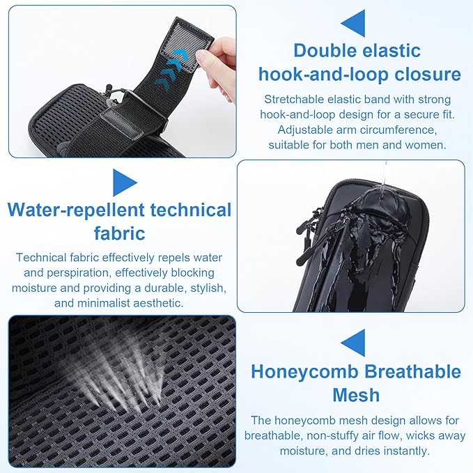 Cell Phone Crossbody Bag with Arm Band, Waterproof Phone Holder Pouch Fits iPhone & Android up to 7'', Small Sling Shoulder Purse for Running, Hiking, Travel, Workout (Grey)