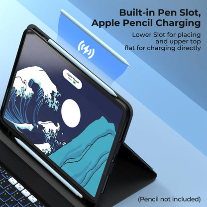 OHY iPad 11th 10th Gen Case Keyboard Wireless Backlit Detachable Black PU