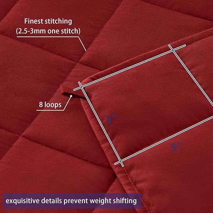 yescool Weighted Blanket for Adults (20 lbs, 60” x 80”, Red) Cooling Heavy Blanket for Sleeping Perfect for 190-210 lbs, Queen Size Breathable Blanket with Premium Glass Bead, Machine Washable