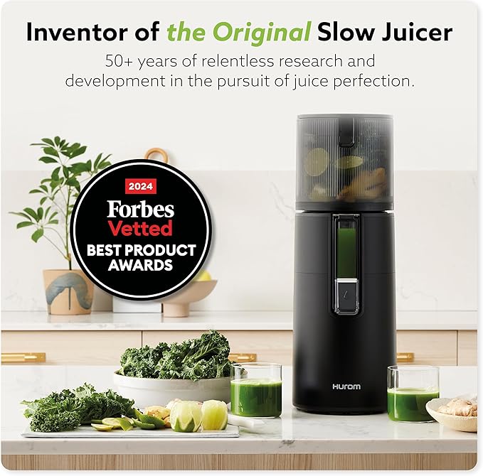 Hurom H400 Cold Press Juicer Machine, Award Winning Masticating Slow Juicer, Easy to Clean, Strainer & Hands Free with Self Feeding, Wide Mouth Hopper, Easy Assembly (Two-Tone Beige)