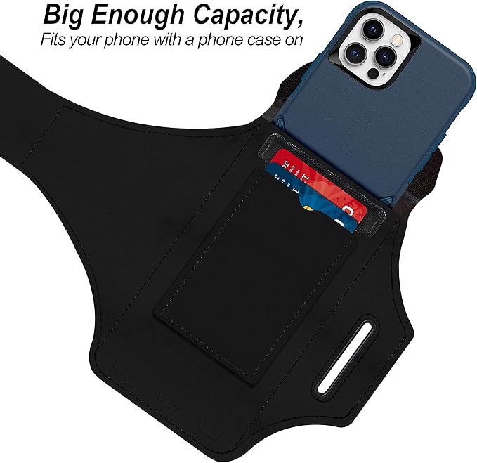 Armband for Samsung Galaxy S25 Ultra/S24 Ultra/S23 Ultra/S22 Ultra/S21 Ultra/S20 Ultra/S25+/S24+/S23+/S22+/S21+/S20+/S10+/S9+/S8+, with Zipper Pocket for for Galaxy Buds (Black)