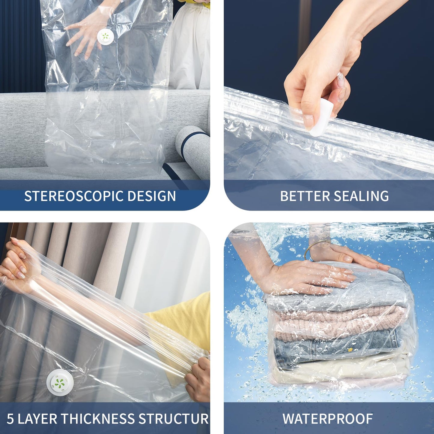 10 Pack Vacuum Storage Bags, Large Cube Bag (19.6 * 27.5 * 11.8 Inch), Large Vacuum Seal Bags for Clothing, Comforters, Blankets, Bedding, Closet Organization Space Saving