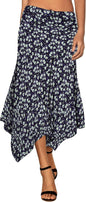 Women's Flowy Handkerchief Hemline Midi Skirt - Elastic Waist Asymmetrical Hem