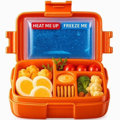 WONDER FAMILY Bento Box 5 Leakproof Containers Insulated Lunch Box Orange