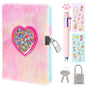 Girls Heart Diary with Lock and Keys - Cute Plush Secret Journal Notebook Gift Ages 6-8
