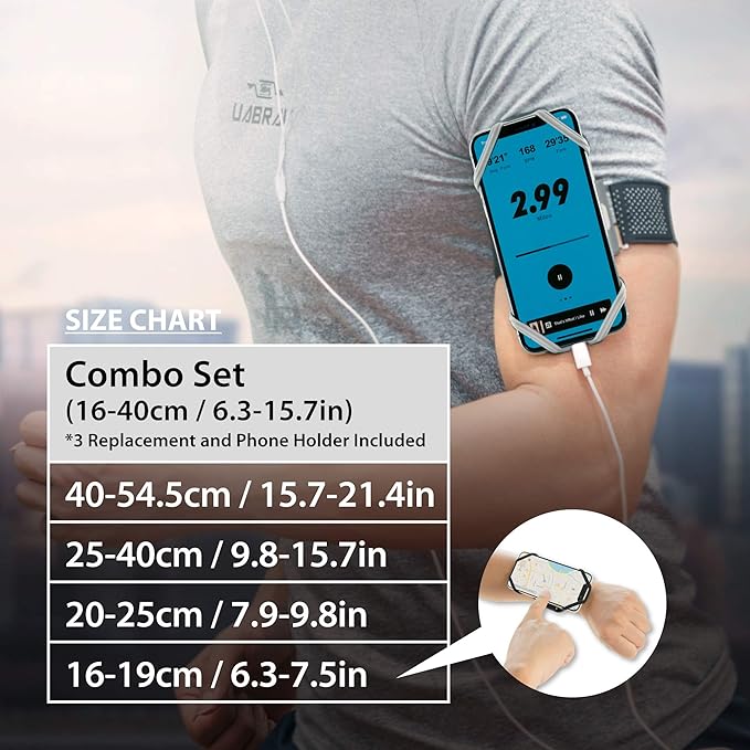 BONE Run Tie, Running Cell Phone Holder, Skin-Friendly & Washable Silicone Sport Armband, Universal Workout Phone Carrier Compatible with Most Smartphone (Gray - Size XL/Arm Size 15.7-21.4")
