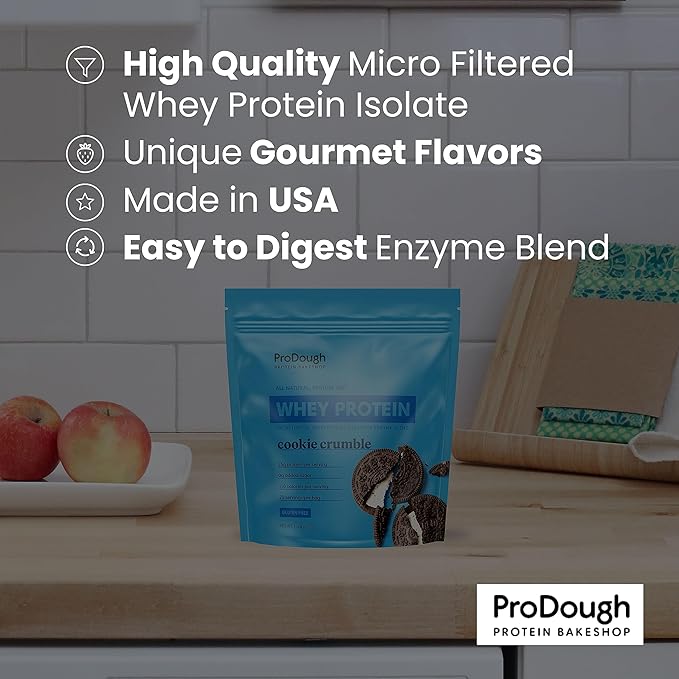ProDough Gourmet Whey Isolate Hydrolized Protein Powder for Shake Mix- Easy Digest Enzyme Blend, 25g Protein per Serving, Natural Ingredients, Gluten Free, Keto Friendly (Orange Cream)