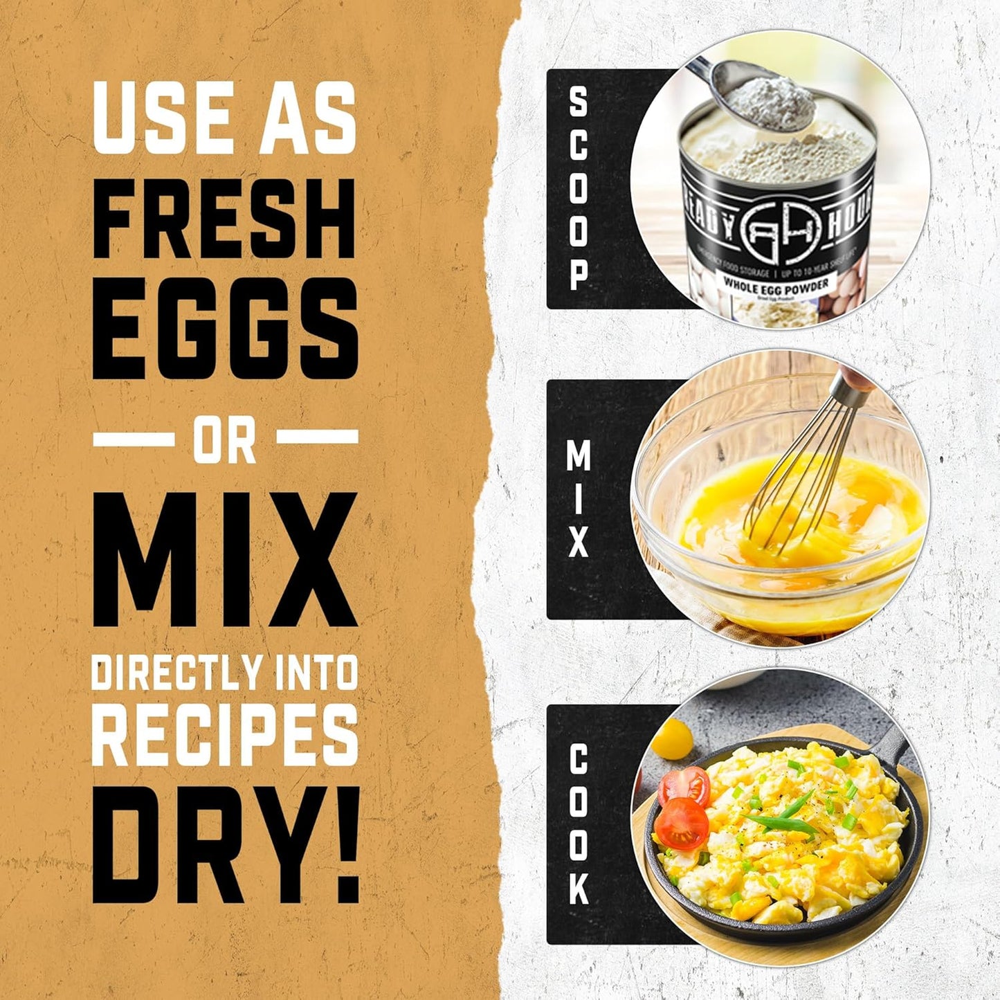 Ready Hour Whole Egg Powder #10 Can (78 Servings), Powdered, Freeze-Dried Eggs, Emergency, Emergency Scrambled, 10-Year Shelf Life, Non-Perishable, Long-Term Storage Food