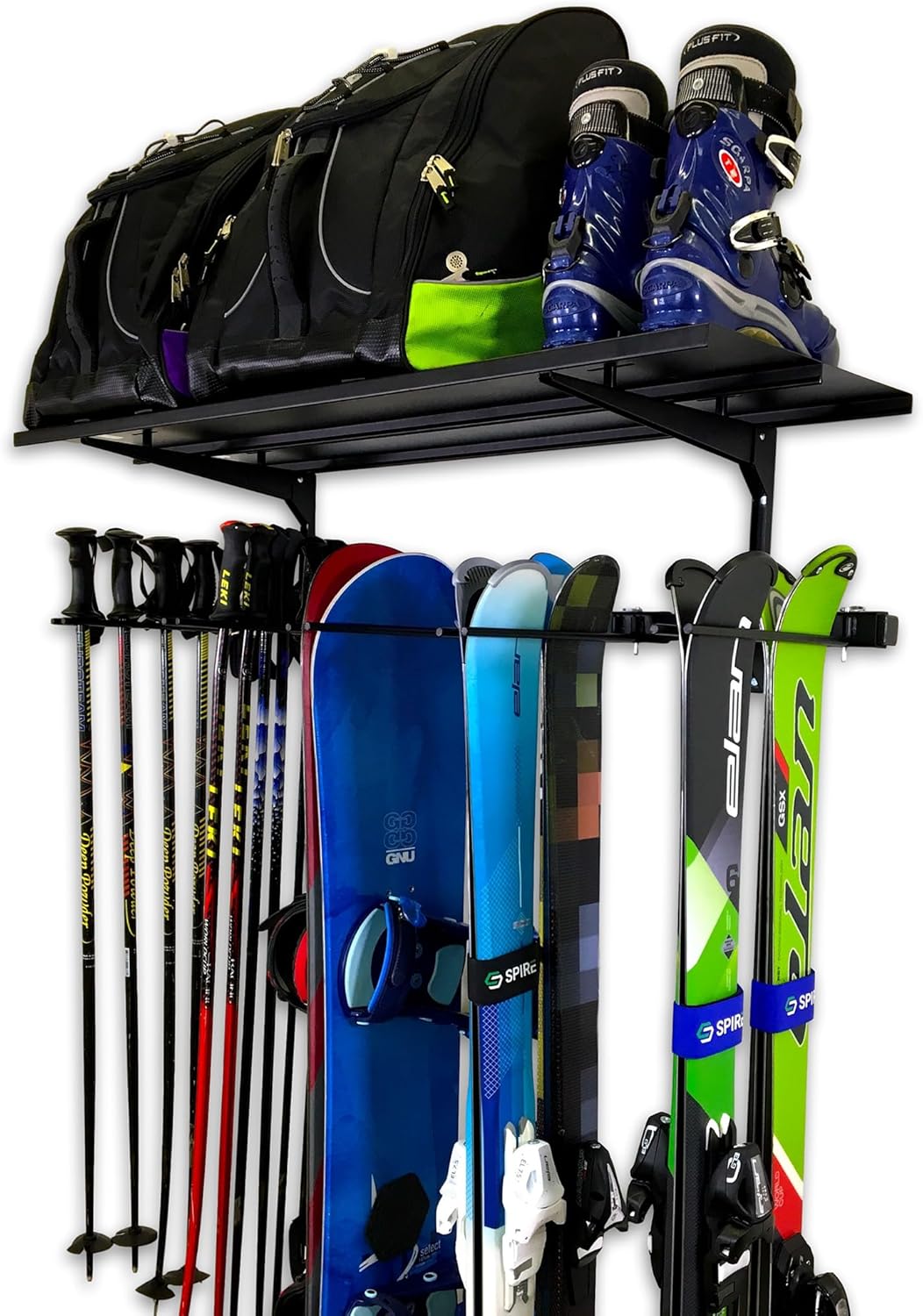 Solitude Ski Solid Shelf | Adjustable Wall Storage System | Holds 10 Pairs of Skis