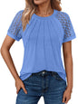 Women's Summer Lace Top Short Sleeve Business Casual Blouse