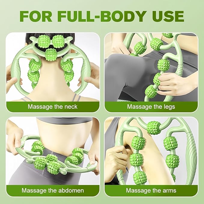 Deep Tissue Massage Roller for Legs Leg Massager Roller Thigh Massager PP 18-Wheel 9.45x10.24x4.33in Pink/Green for Home Fitness Muscle Recovery Men Women (18Wheels,Pink)