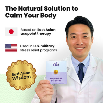CalmPops Acupressure Ear Seeds Kit 24K Gold Plated 60 Units Immune Digestive