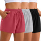 Women Sweat Shorts 3-Pack - High Waist Athletic Lounge Shorts with Pockets
