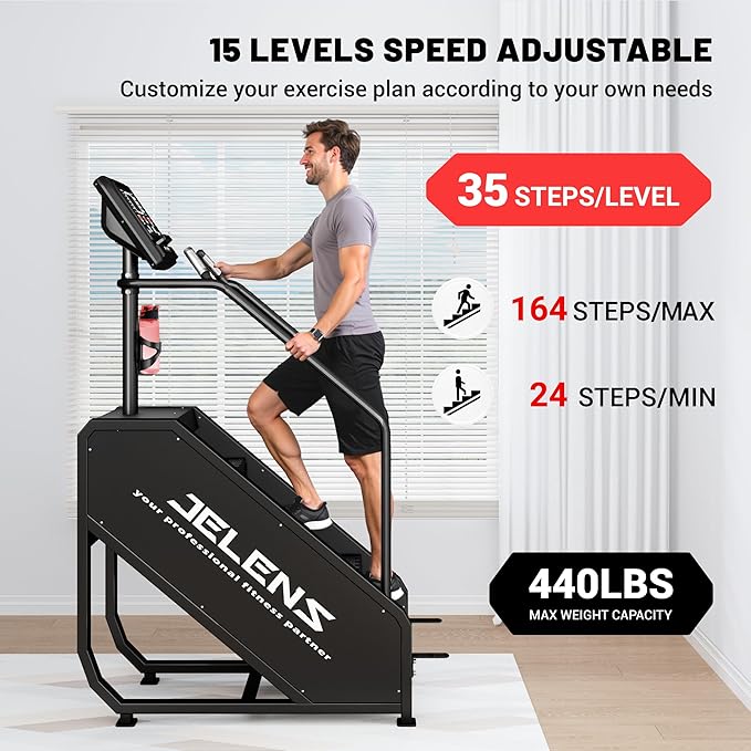 Stair Stepper Machine with LED Screen 440 LBS, Commercial Grade Stair Climber Exercise Machine for Home with 15 Resistance Levels for Cardio, 24-164 Steps/Minute