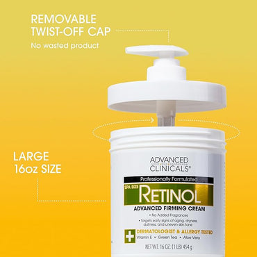 Advanced Clinicals Retinol Cream + Collagen Peptides Body Moisturizer & Face Lotion 2PC Skin Care Set | Dry Skin Body Lotion For Women & Men To Help Improve Appearance Of Crepey Skin, 2PC Bundle