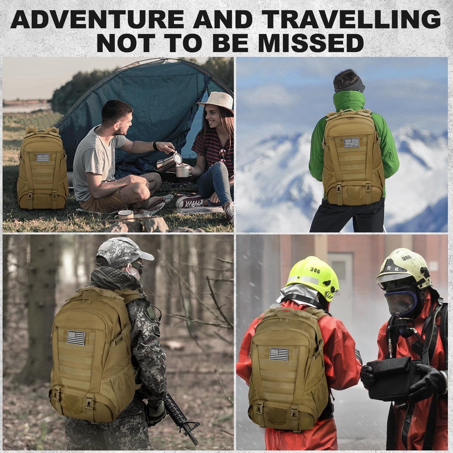 Jueachy Tactical Backpack for Men Hiking Day Pack Molle Military Rucksack Waterproof 30L EDC Bag with USA Flag Patch