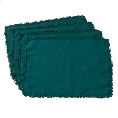 Fennco Styles Pomponin Collection Pom Pom Design 100% Linen Table Runner