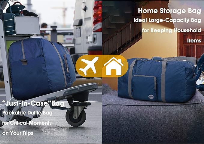 WANDF Foldable Travel Duffel Bag 60-120L Duffle Carry on for Women and Men