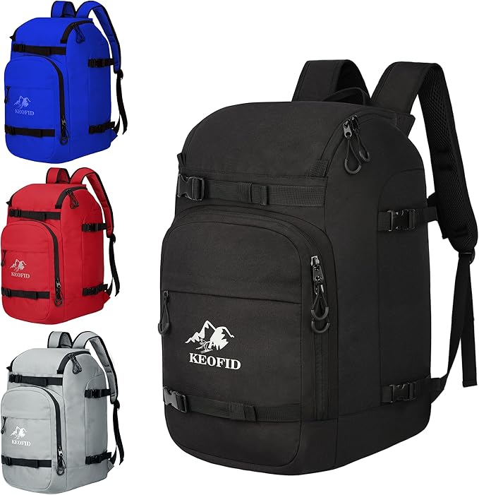KEOFID 50L Ski Boot Bag Backpack, Waterproof Ski Bag, Travel Backpack for Ski Helmet, Snowboard