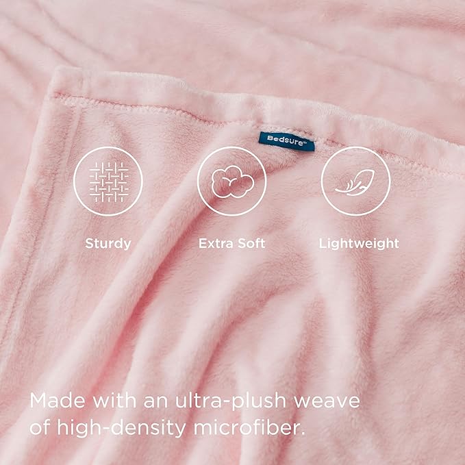 Bedsure Fleece Blanket Twin Blanket Pink - 300GSM Soft Lightweight Plush Cozy Twin XL Blankets for Bed, Sofa, Couch, Travel, Camping, 66 inch X 90 inch