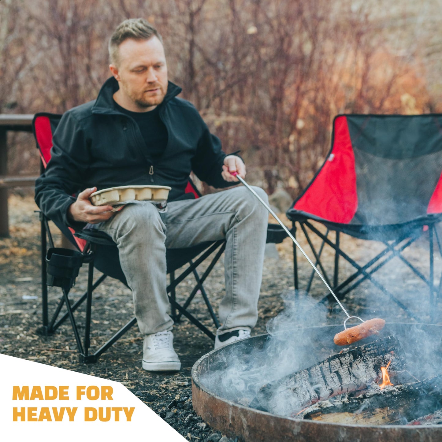 MalloMe Smores Sticks for Fire Pit 45 inch Extra Long - Marshmallow Roasting Sticks Smores Kit -Smore Skewers Hot Dog Fork Campfire Cooking Equipment, Camping Essentials, Outdoor Accessories (4 Pack)