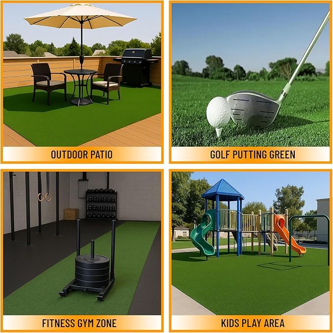 Ottomanson Artificial Turf Golf Hitting Mat 2' x 3' Indoor/Outdoor Waterproof Synthetic Fake Grass for Putting Practice Baseball Football Sports Gym Backyard, Custom Size 2' up to 30'