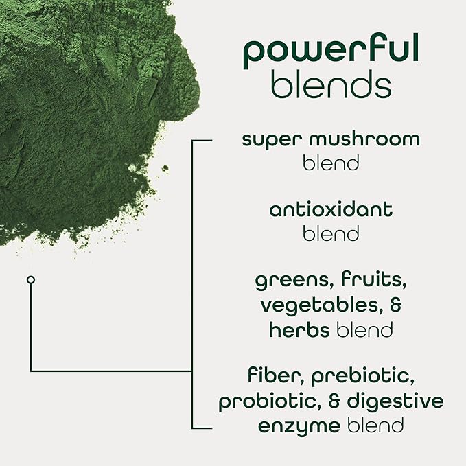 Zena Nutrition Organic Super Greens Powder, 70+ Superfoods, 0 Sugar, 3G Fiber, Spirulina, Chlorella, Antioxidants, Prebiotics/Probiotics, Digestive Enzymes, Mango, 30 Servings