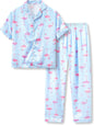 Girls Satin Pajama Set - Silky Button Down PJ with Shorts Size 6-16