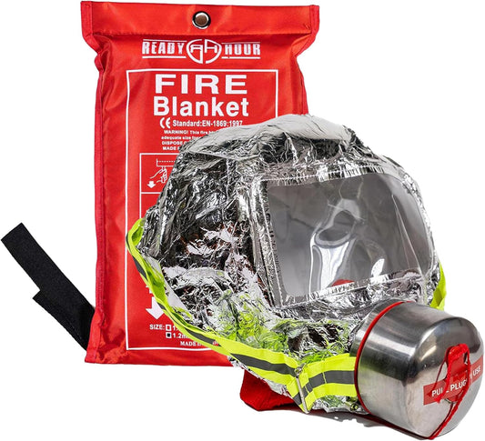 Fire Evacuation Mask & Fire Blanket | Emergency Fire Safety Kit for Home | Smoke Protection Survival Gear for Kids and Adults