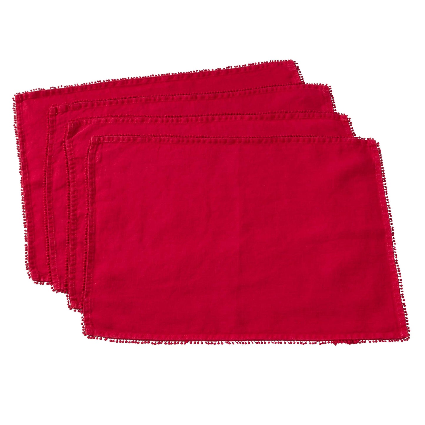 Fennco Styles Pomponin Collection Pom Pom Design 100% Linen Table Runner