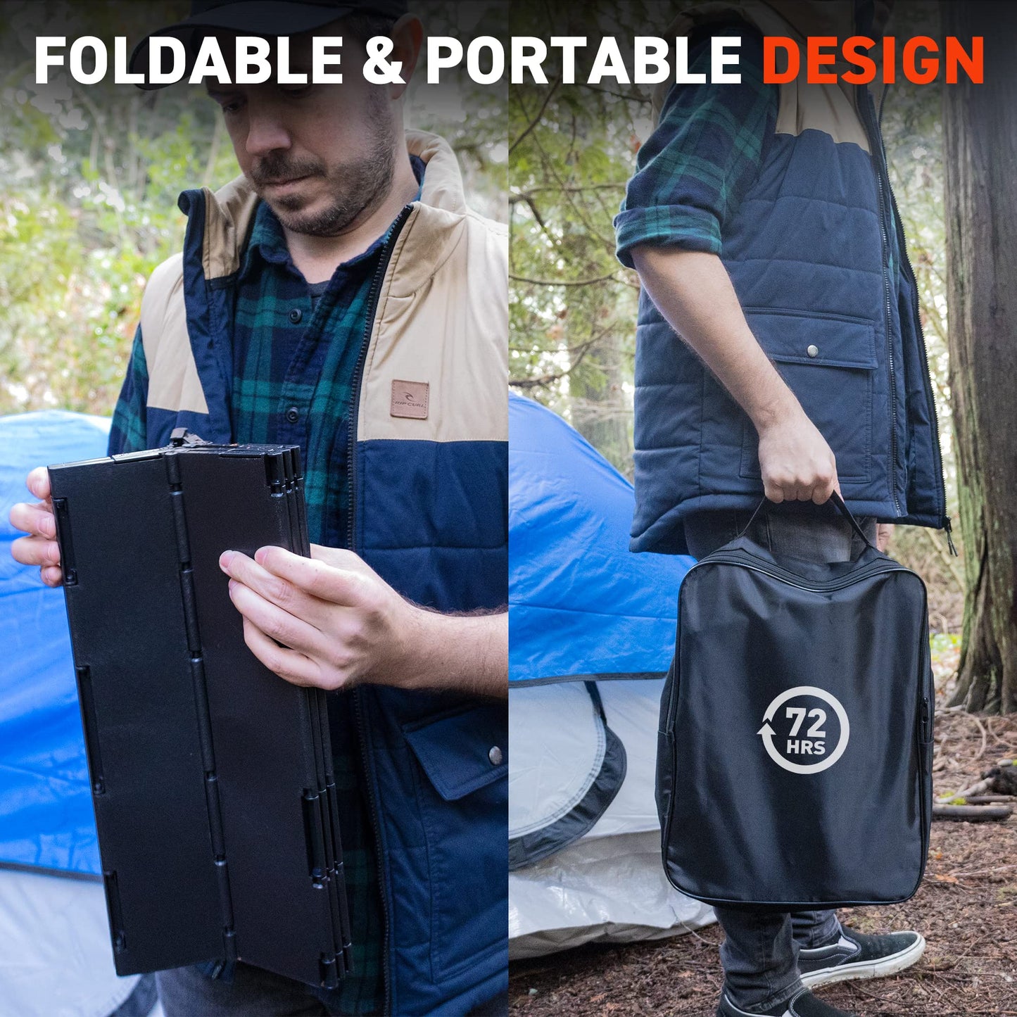 72 HRS Portable Collapsible Camp Toilet - Extra Large, Lightweight & Sturdy (With 12 Toilet Bags)