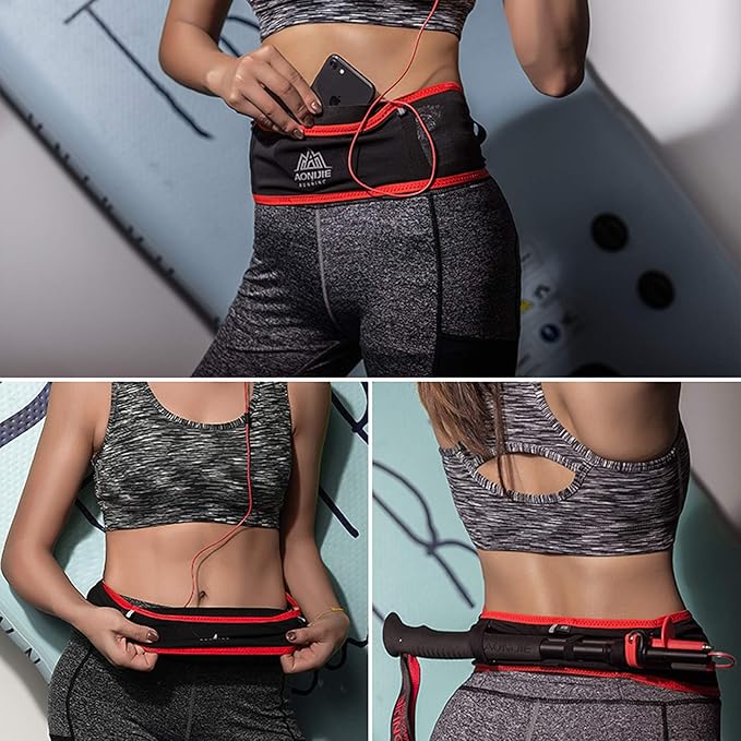 AONIJIE Hydration Belt Running Fanny Pack, with 250ml Soft Water Bottle Flask Phone Holder for Trailing Running Climbing Jogging Cycling Workout Fitness 3 Colors (Black, M/L)