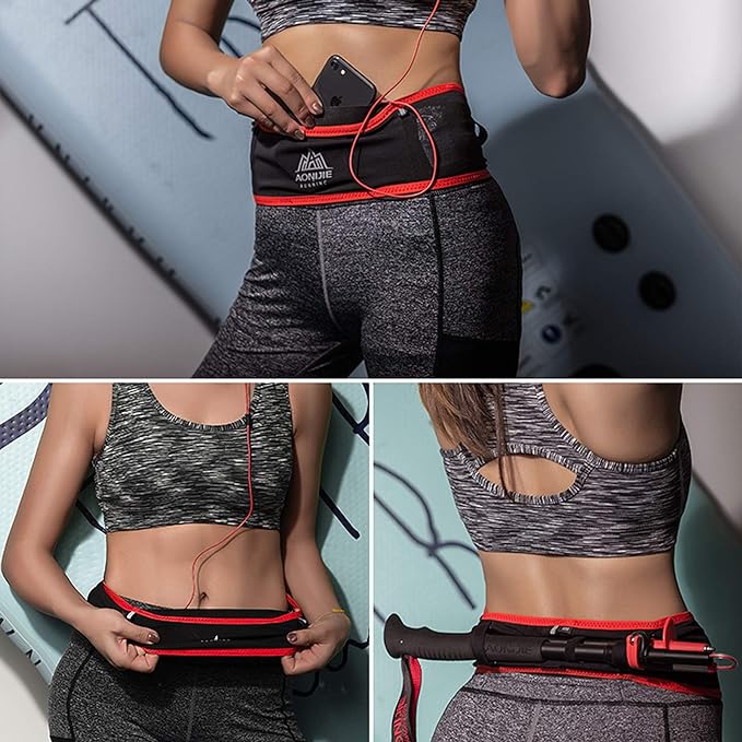 AONIJIE Hydration Belt Running Fanny Pack, with 250ml Soft Water Bottle Flask Phone Holder for Trailing Running Climbing Jogging Cycling Workout Fitness 3 Colors (Red, M/L)
