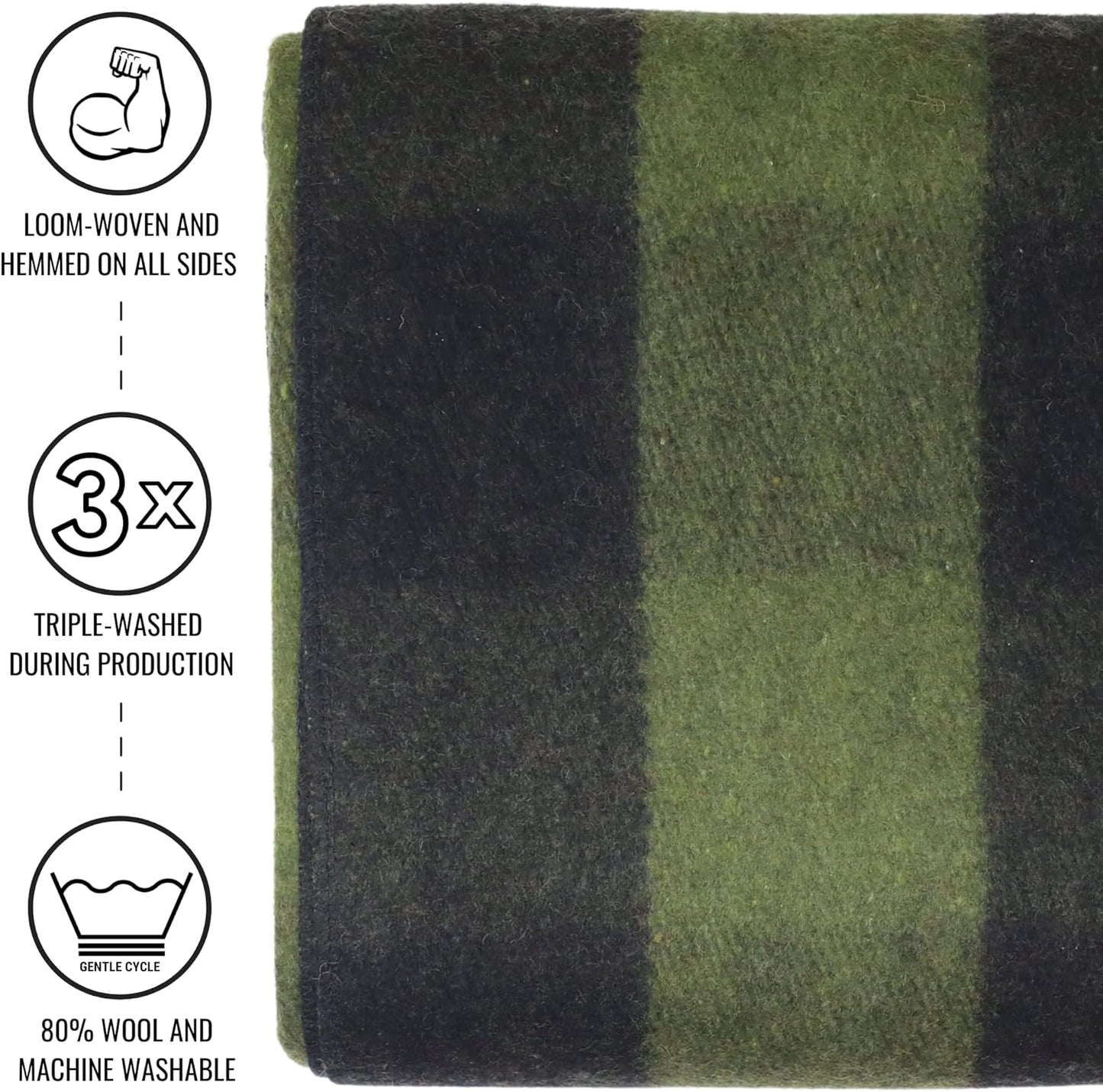 Arcturus Green Buffalo Wool Blanket and Carry Straps Bundle