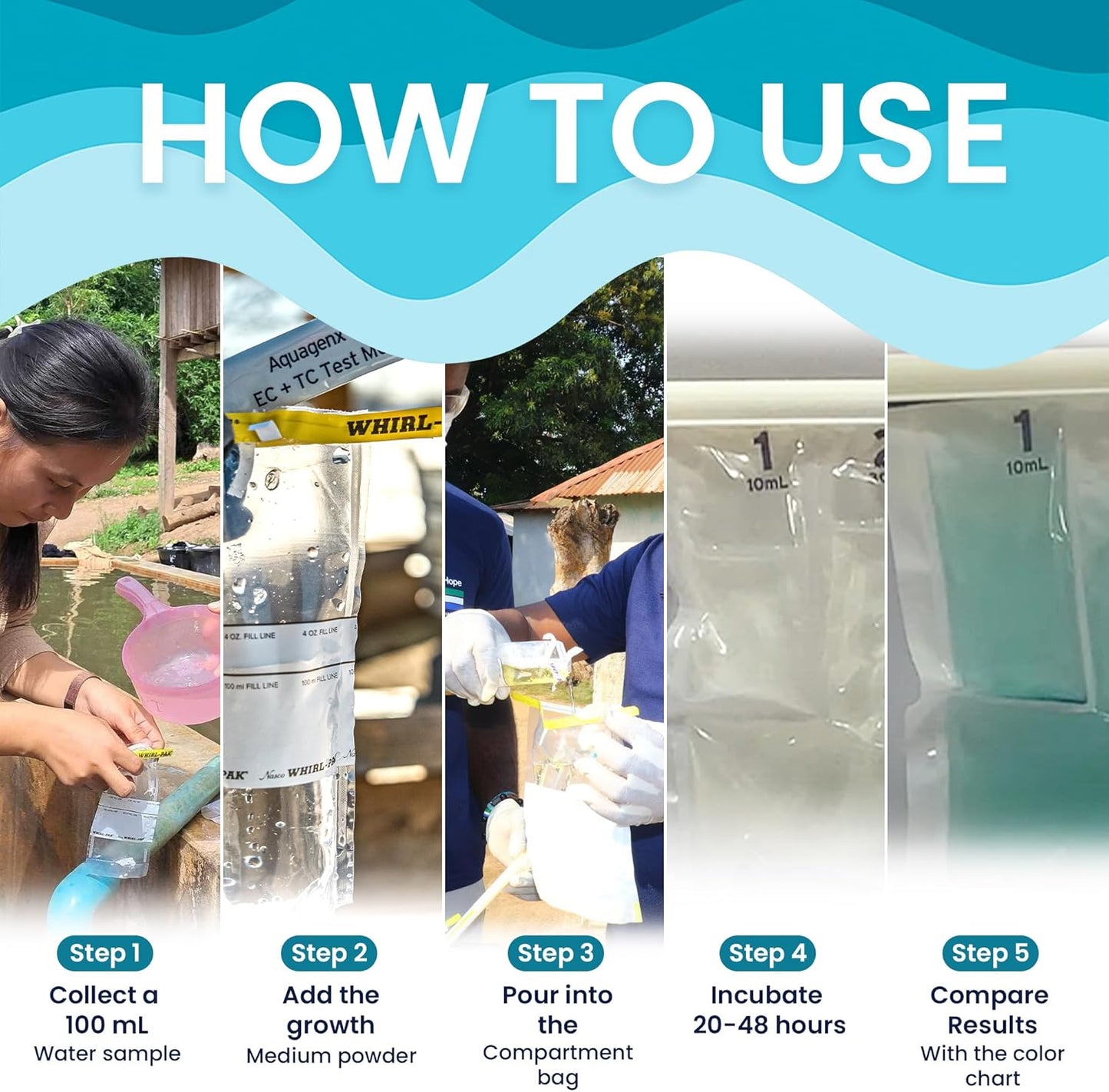Define Water Test Kit - Detects Most Probable Number of E. coli & Total Coliform - No Lab Required - Home, Well, Tap & Freshwater Testing (10 Pack)