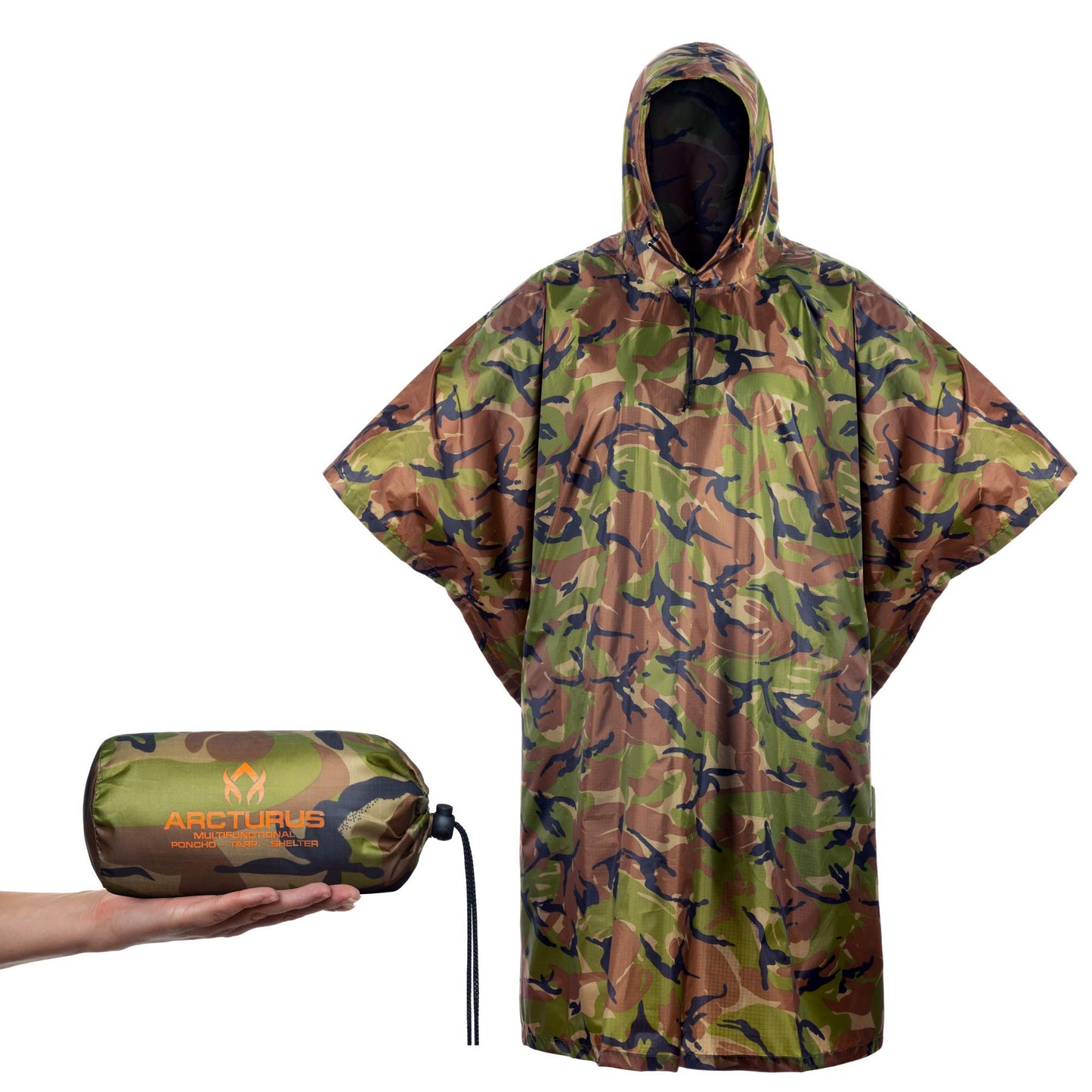 Arcturus Rain Ponchos | Adjustable Hood | Waterproof Ripstop Nylon | Great for Hunting, Fishing & Camping