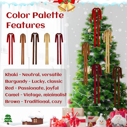 Rokkibom 6 PCS Large Brown Velvet Ribbon Bows 23.5x15.5 Inch Christmas Decor