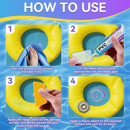 Balldanlu Air Mattress Patch Kit Waterproof Vinyl Repair Adhesive Inflatables