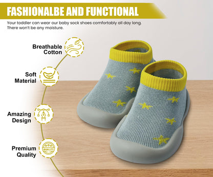 Dookeh Baby First Walking Shoes Non Slip Soft Sole Sneakers Yellow Toddler12-18M