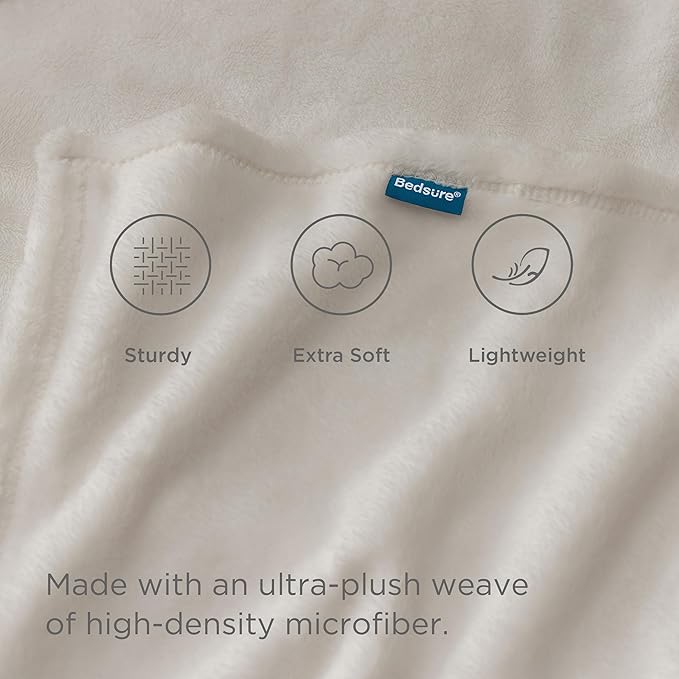 Bedsure Fleece Throw XL Blanket Linen - 300GSM Soft Lightweight Plush Cozy Blankets for Bed, Sofa, Couch, Travel, Camping, 50x70 inches