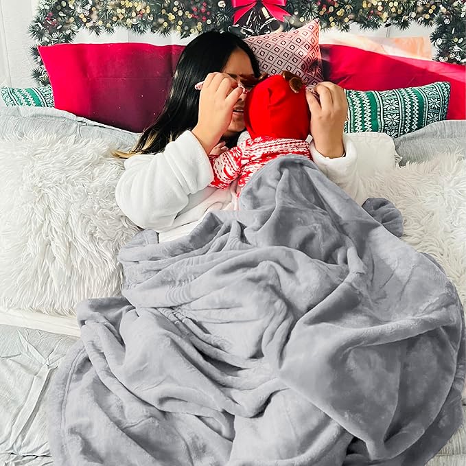 Bedsure Fleece Blanket California King Light Grey - Lightweight Plush Fuzzy Cozy Soft Bed Blankets, 102x96 inches