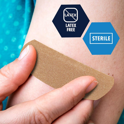 MedPride Sterile Fabric Adhesive Bandages, 3/4'' x 3" First Aid Bandages Coated with Hypoallergenic Adhesive & Non-Stick Pad - 100/Box, Case of 24 (2400 Count)