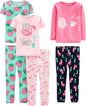 Girls Cotton Pajama Set 6-Piece - Snug Fit PJ Pack for Babies Toddlers