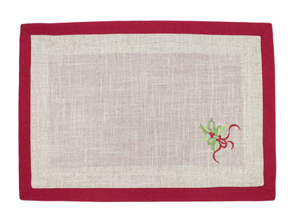 Fennco Styles Embroidered Holly Christmas Tree Double-Layer Holiday Tablecloth