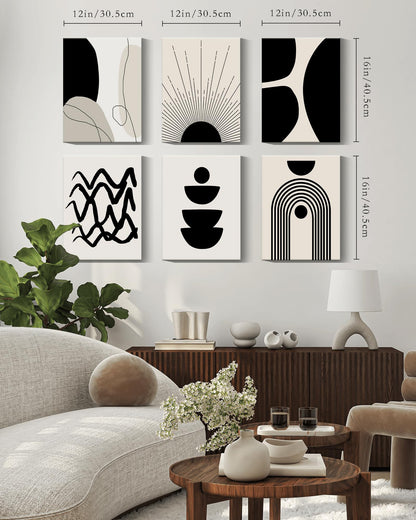 Drsoum Abstract Boho Geometric Framed Wall Art 12x16in Black Brown Beige