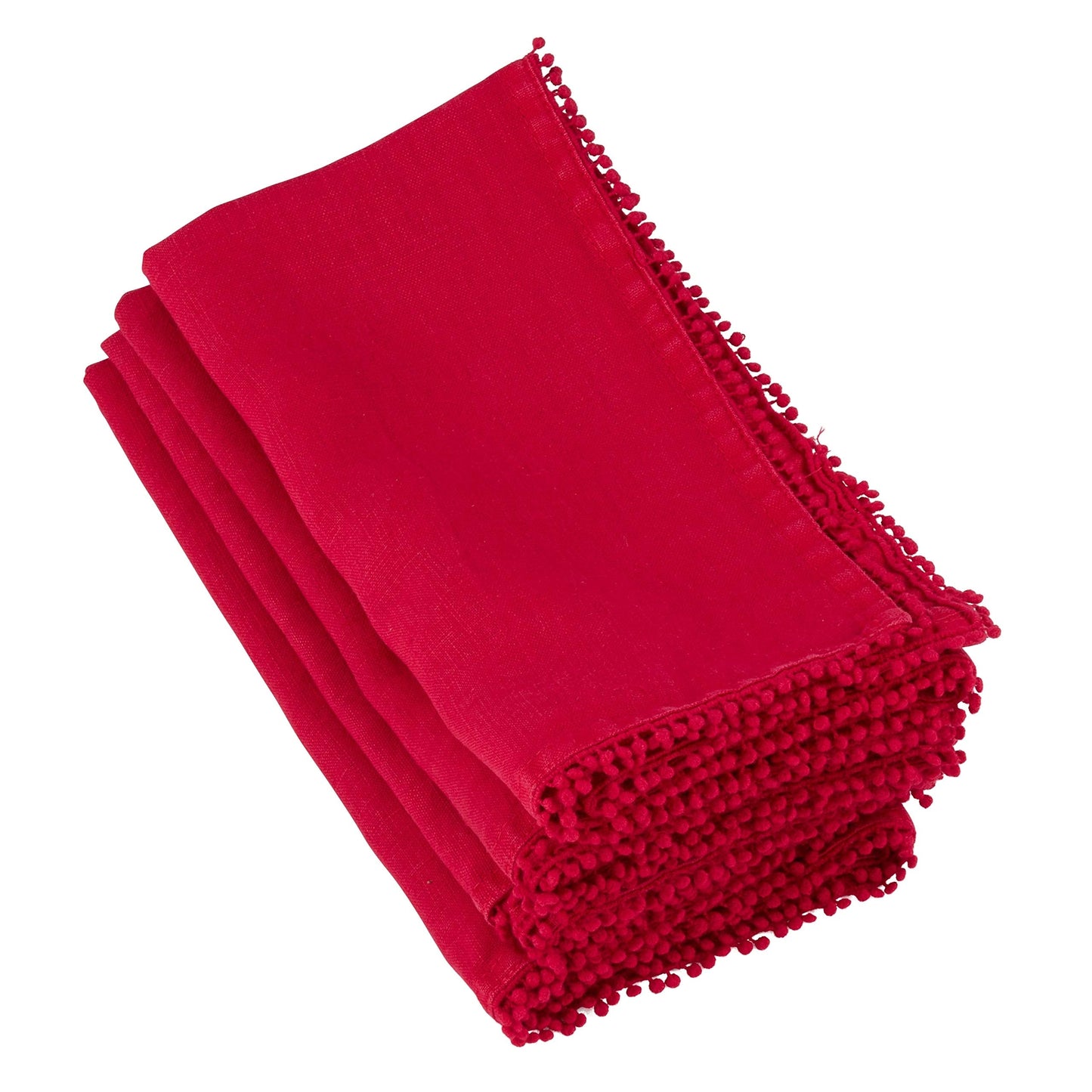 Fennco Styles Pomponin Collection Pom Pom Design 100% Linen Table Runner