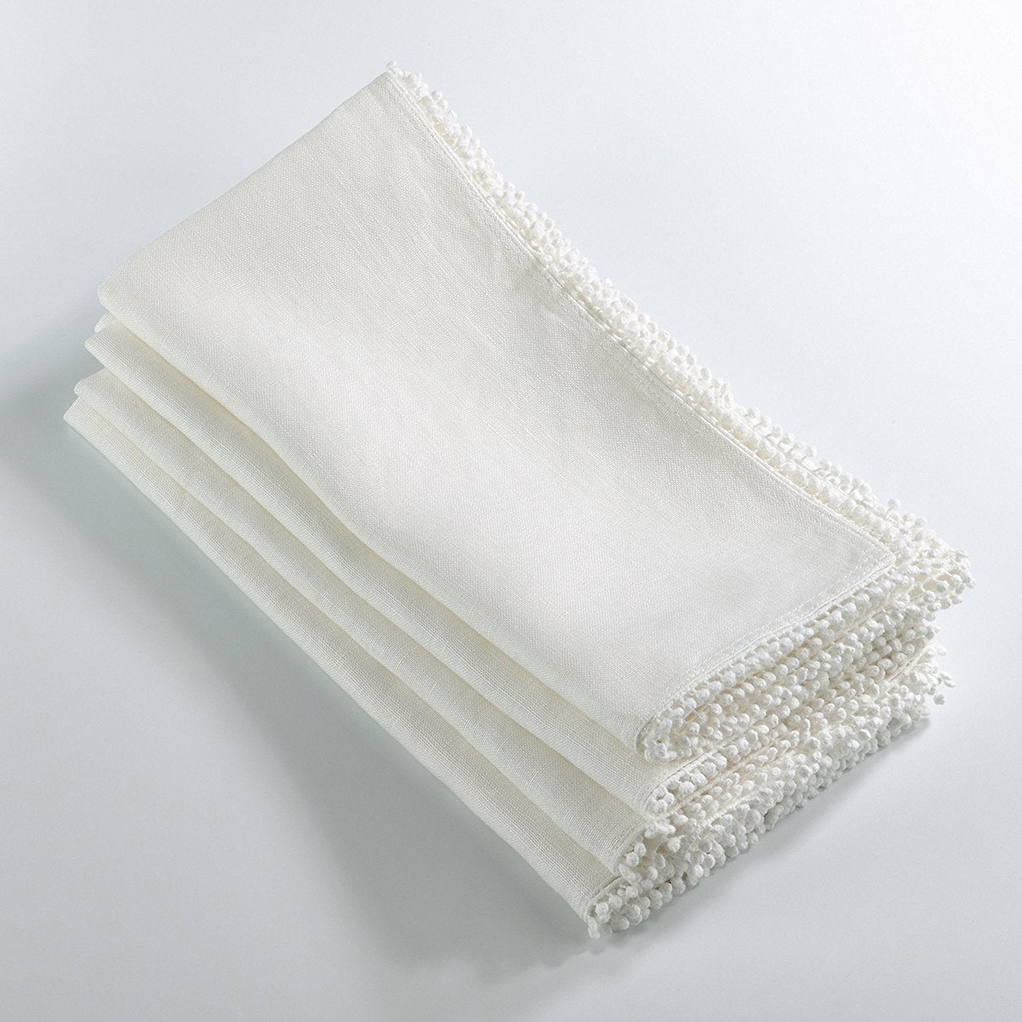 Fennco Styles Pomponin Collection Pom Pom Design 100% Linen Table Runner